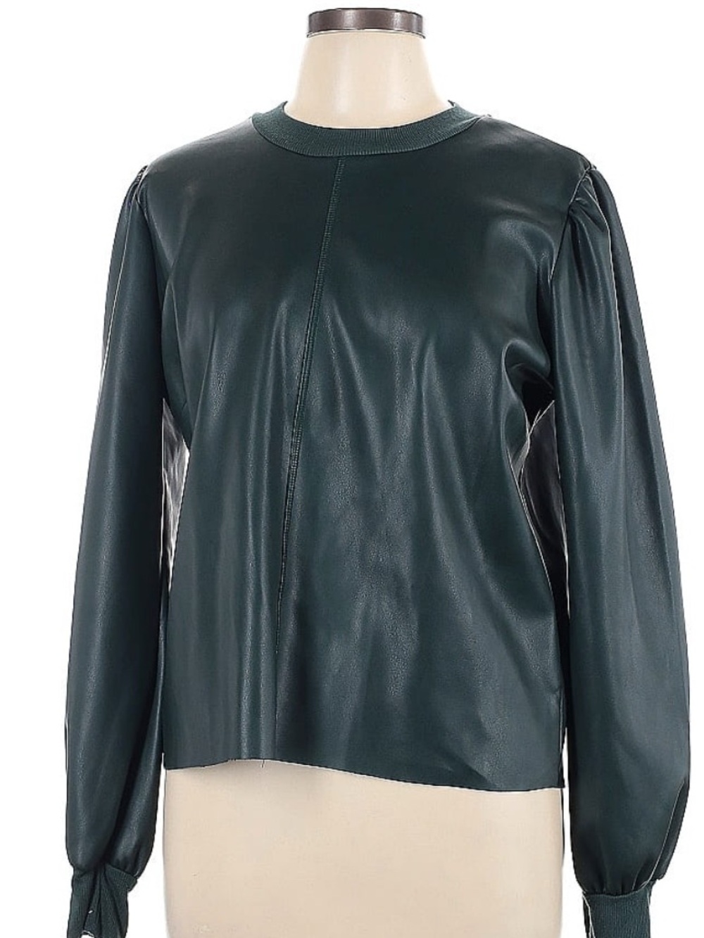 LA Made Dark Green Faux Leather Long Sleeve Top